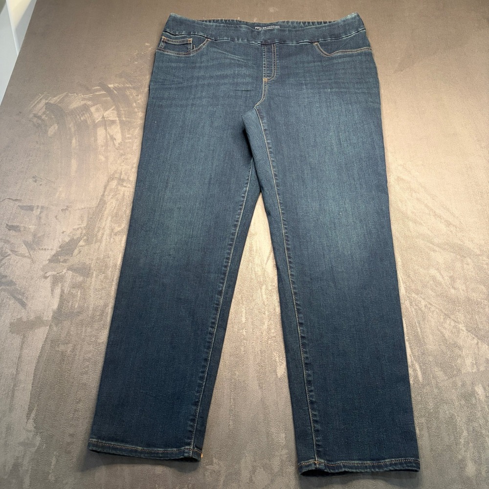 Chico's Pull On Jegging Women 16R Blue Slim Stretch Straight Ankle Classic Denim